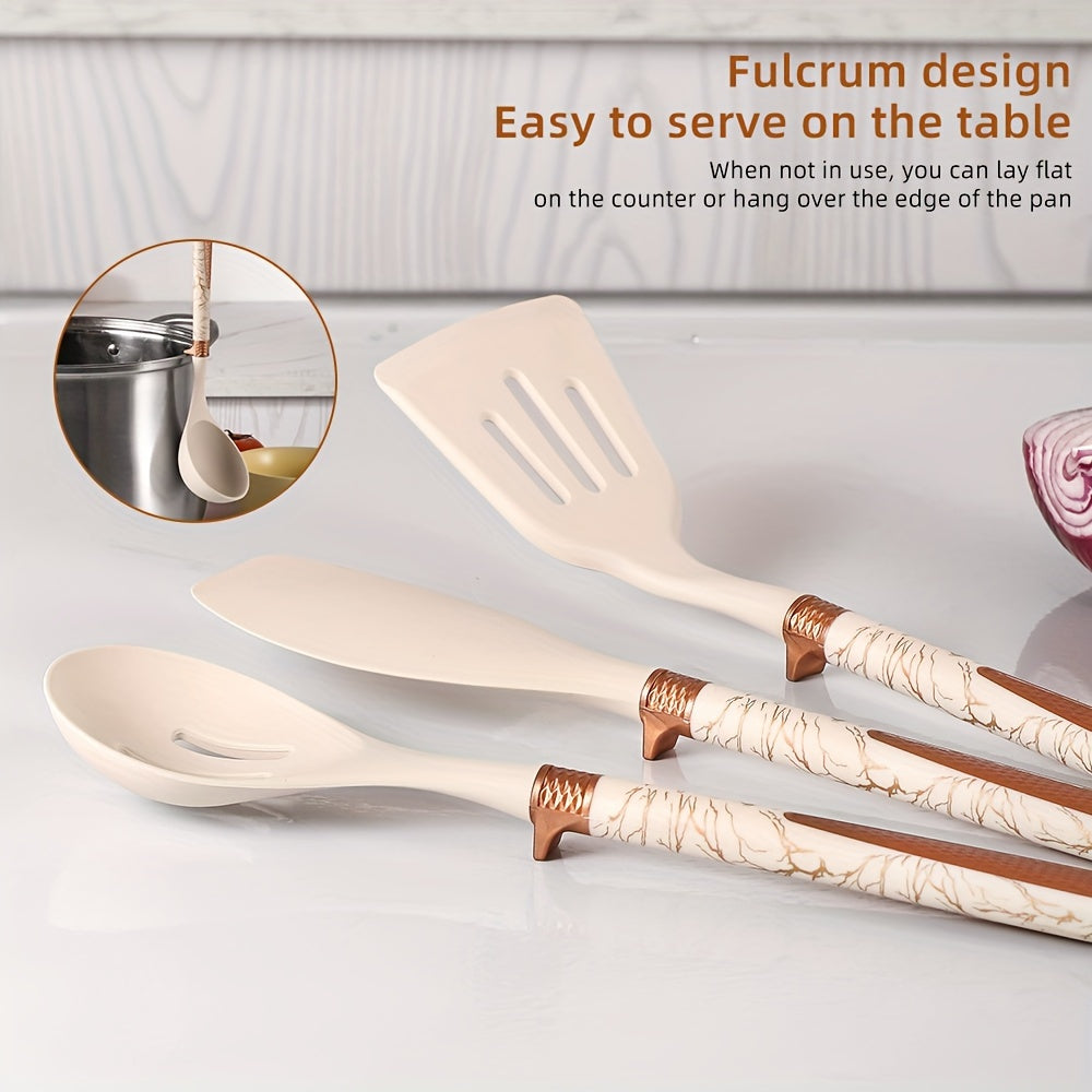 Cooking Tools Set with Wooden Handles – Silicone Kitchen Utensils