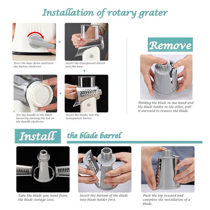 Rotary Cheese Grater with 5 Functions