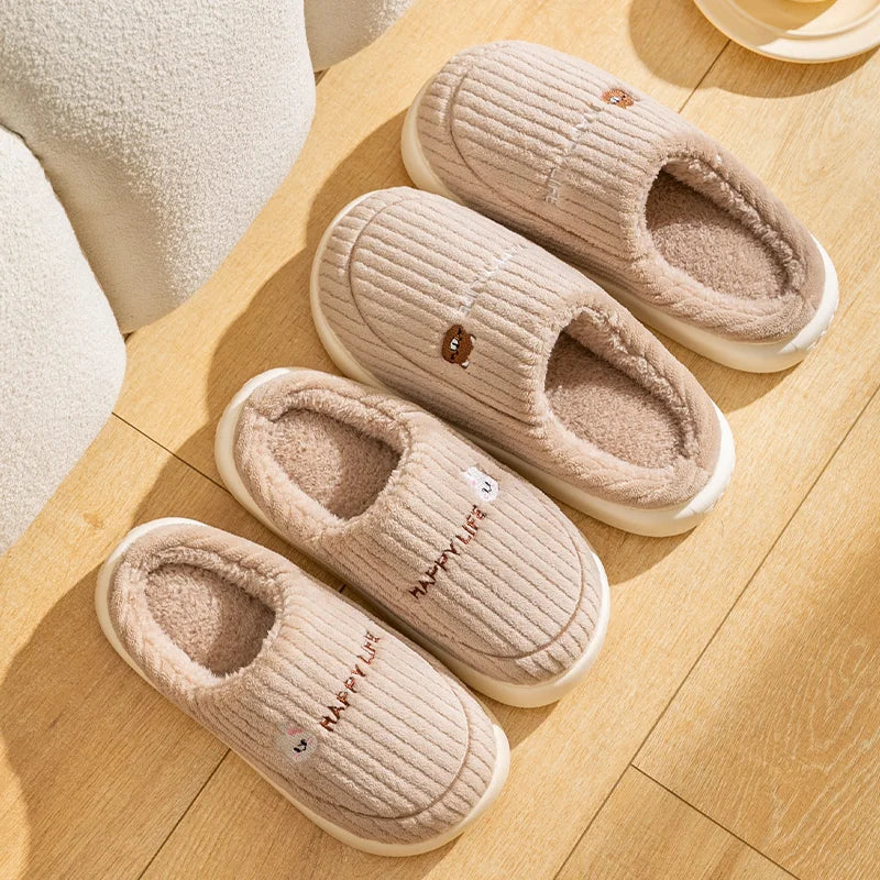 Soft Cotton Slippers for Men and Women - Lightweight & Insulating - Gray