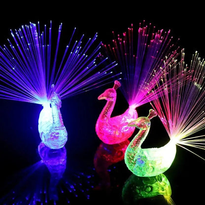 Set of 5 LED Finger Lights with Peacock Feather Design – Colorful Light Toys for Kids & Parties