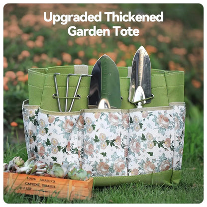 9-Piece Garden Tool Set with Stainless Steel Blades and Wooden Handles, Includes Storage Bag