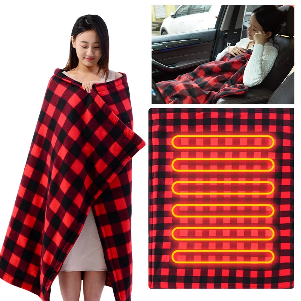 12V Electric Heated Car Blanket | 9 Heat Levels | Quick Warm-Up & Auto Shut-Off | Soft Coral Fleece, 150×100 cm Cozy Design