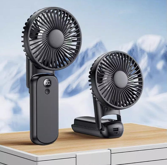 Compact Rechargeable Mini Fan with Power Bank Functionality