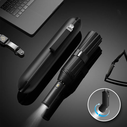 Automatic Folding Umbrella with Rotating LED Light Feature