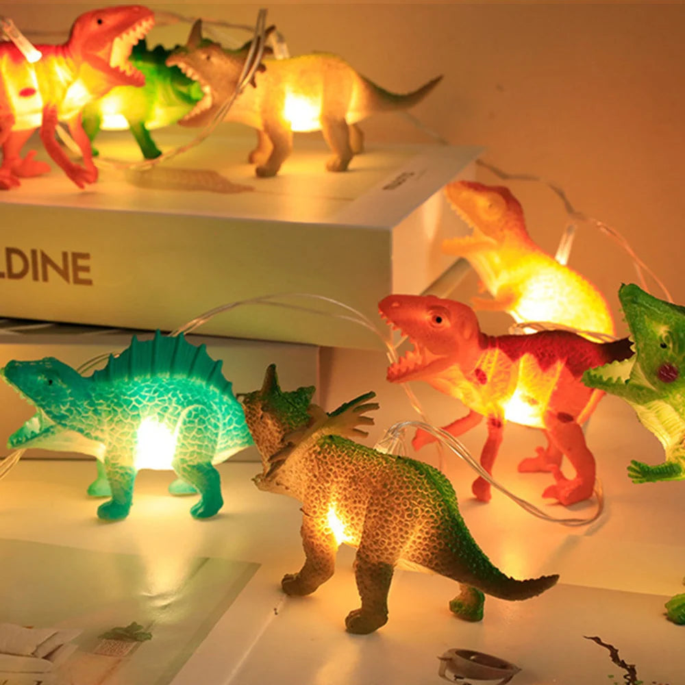 LED Dinosaur String Lights – Warm White Glow, 1.5m / 3m, Battery Operated & IP44 Rated