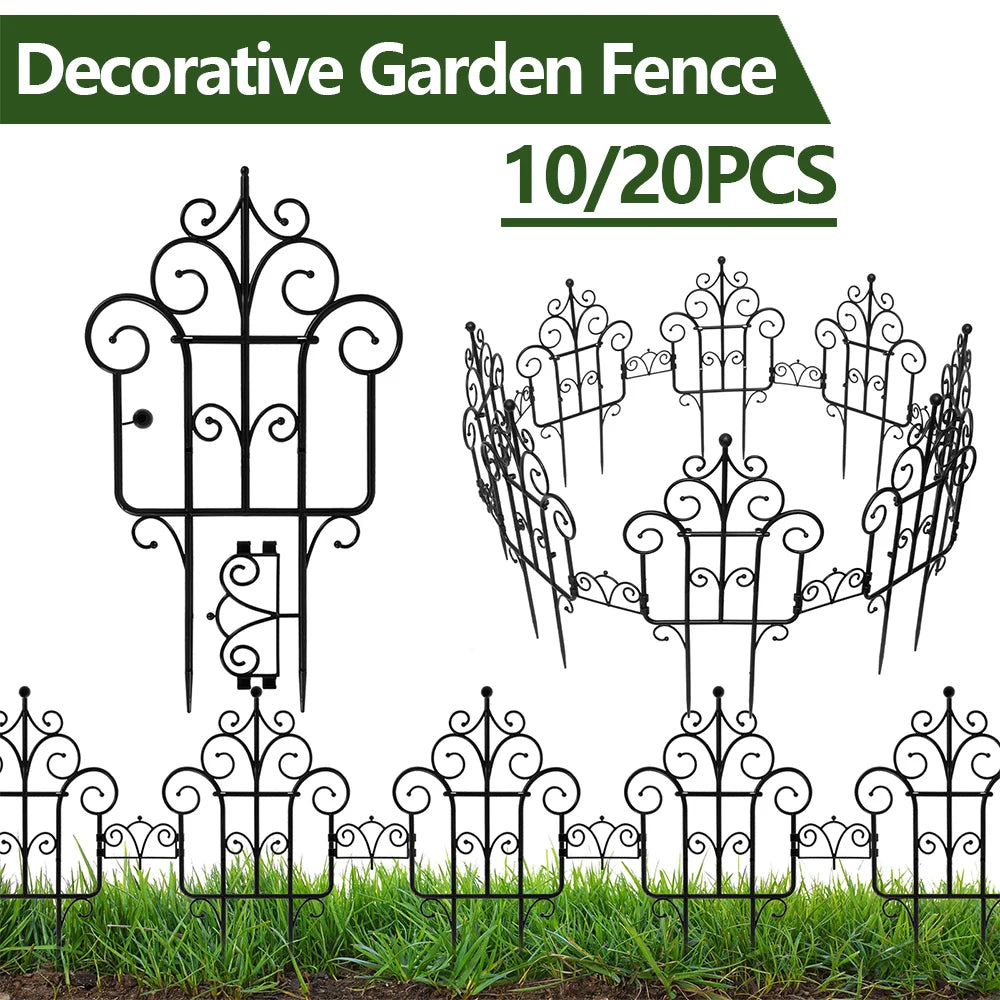 Decorative Plastic Garden Fence – 40 cm Height, Foldable, Multi-Use, Pack of 10