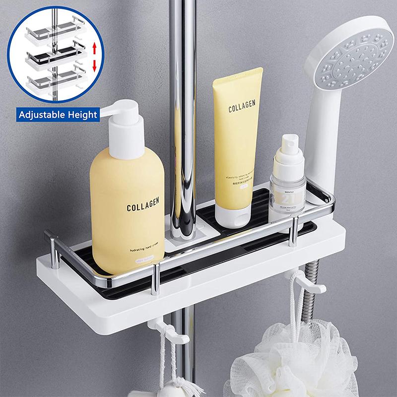 Shower Storage Organizer for Rail - No Drill Bathroom Shelf Caddy