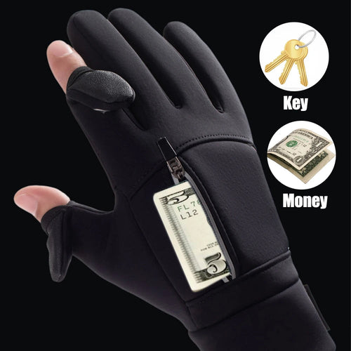 Waterproof and Windproof Winter Gloves with Foldable Fingertips - Touchscreen Compatible - Sizes M to XL