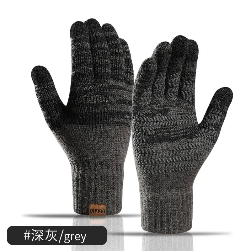 Men's Knitted Gloves - Touchscreen Compatible, Non-Slip, Fleece Lined, Stretchy and Warm for Autumn & Winter