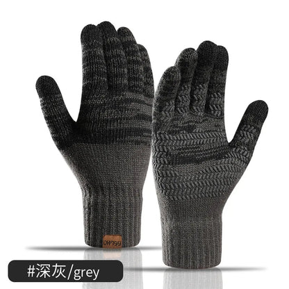 Men's Knitted Gloves - Touchscreen Compatible, Non-Slip, Fleece Lined, Stretchy and Warm for Autumn & Winter