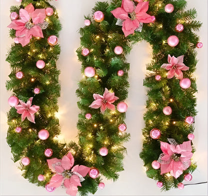 Warm White LED Christmas Garland in Rattan Style - 270 cm Decorative Light