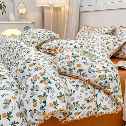 Complete Bedroom Set Featuring Nature-Inspired Bedding Collection