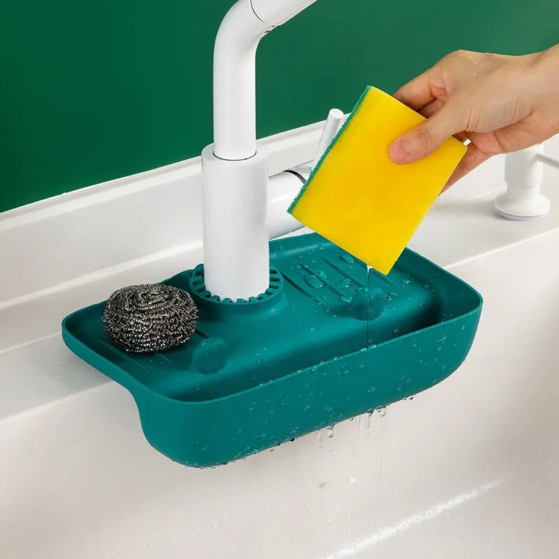 Silicone Dish Drying Mat with Splash Guard and Organizer | 27 × 14 × 5 cm