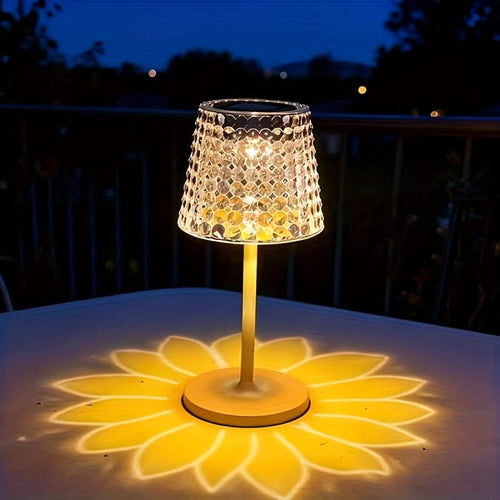 Solar Projection Lamp with Crystal Design