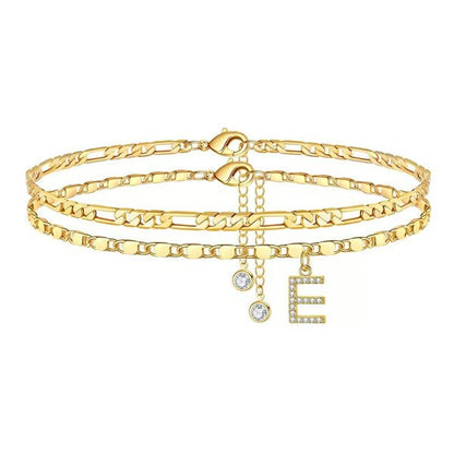Customizable Layered Anklet | Adjustable & Hypoallergenic | Gold/Silver | 21.5 cm + 5 cm