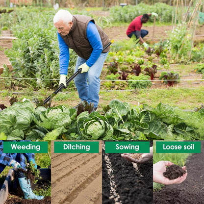 Garden Hoe | Triangular Weeder in Stainless Steel | Ergonomic Stirrup Hoe with 120–160 cm Handle