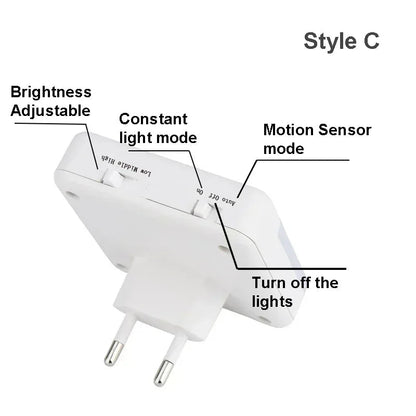 LED Night Light with Motion and Dusk Sensor – Dimmable, Energy Efficient for Bedroom, Hallway & Bathroom – EU Plug