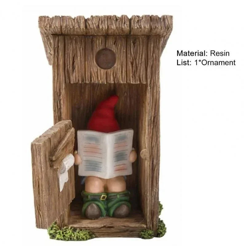 Humorous Garden Gnome Statue with Book | Decorative Resin Figurine | 13 cm