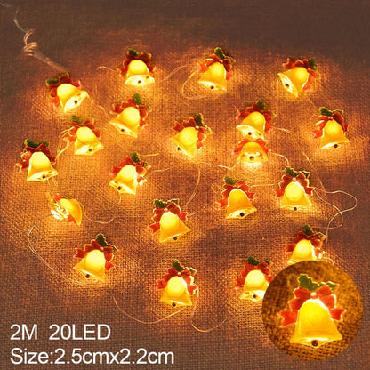 Battery-Operated LED Christmas String Lights | 20 LEDs | 2m | Santa & Snowflakes