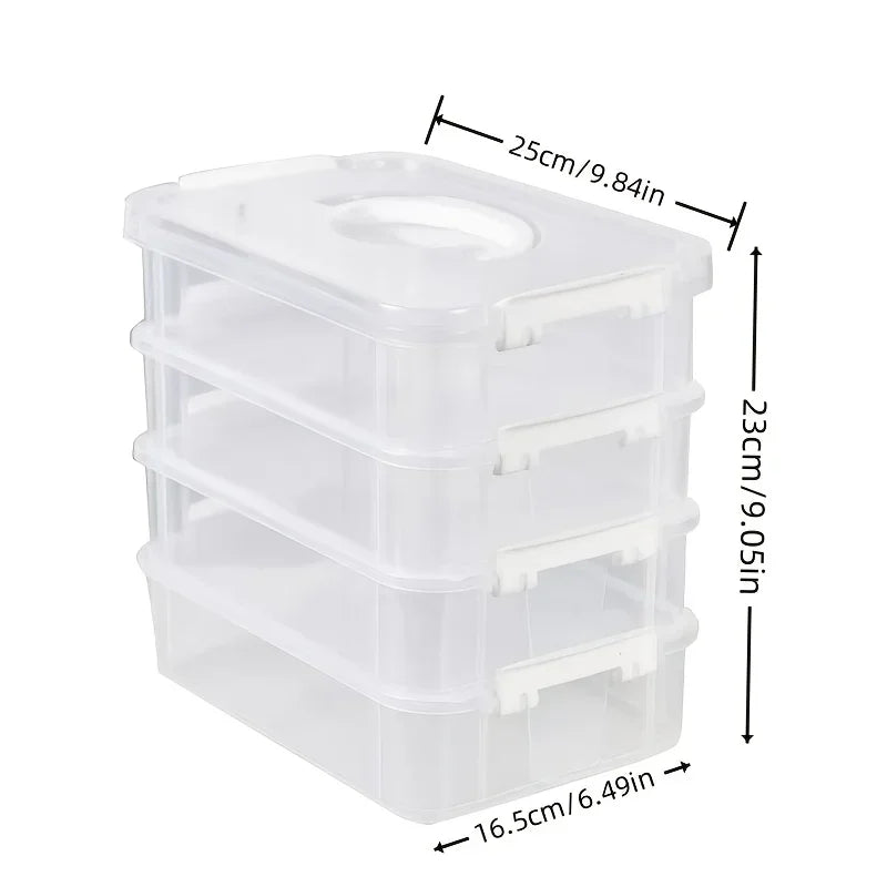 Extra Large Storage Container with Lid | Clear Plastic | 4-Tier Stackable Toy Organizer