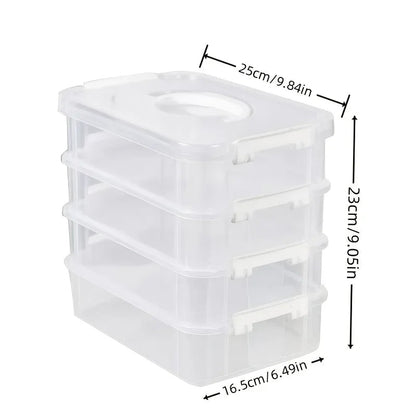 Extra Large Storage Container with Lid | Clear Plastic | 4-Tier Stackable Toy Organizer