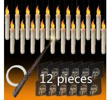 20 Floating LED Taper Candles with Candle Holders and Remote Control