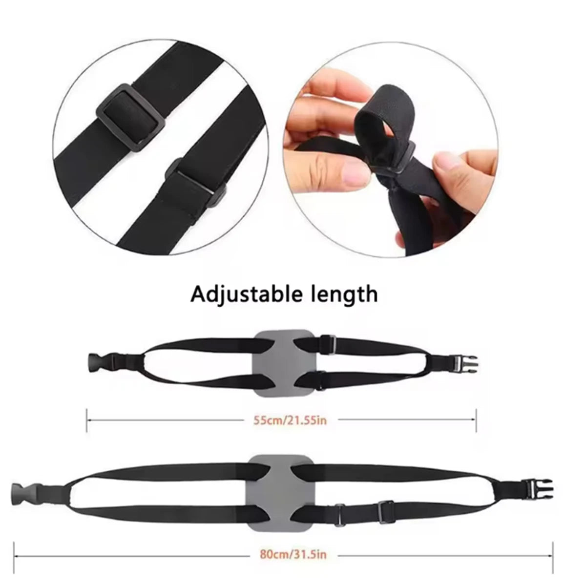 Adjustable Luggage Strap for Travel - Durable Black Polyester
