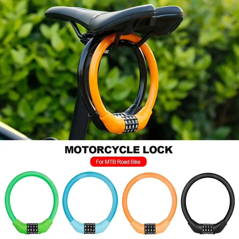 4-Piece Bicycle Cable Lock Set | 4-Digit Combination | Stainless Steel | 10.5–21 cm