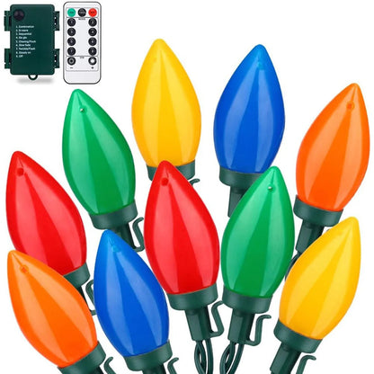 C7 LED Christmas Lights in Retro Strawberry Style | With Remote & Timer | Suitable for Indoor and Outdoor Use
