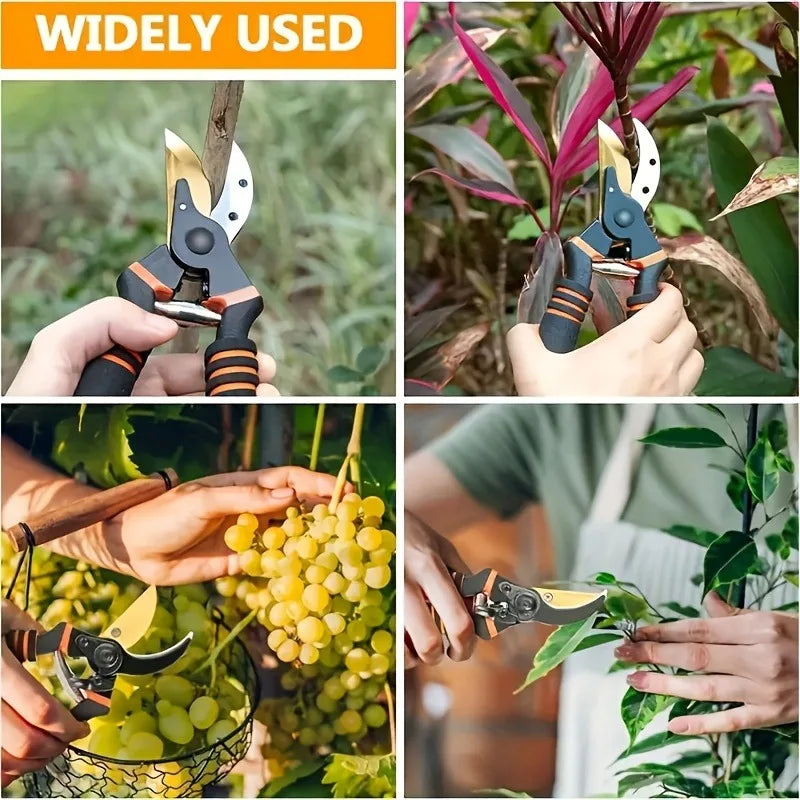 Garden Shears with SK5 Steel Blade | Ergonomic Design & Spring Mechanism | Perfect for Fruit, Vines & Shrubs