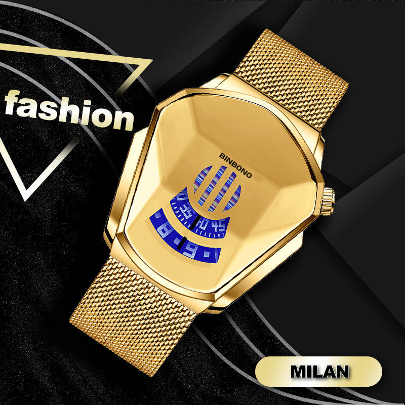 Men's Quartz Watch with Diamond Design
