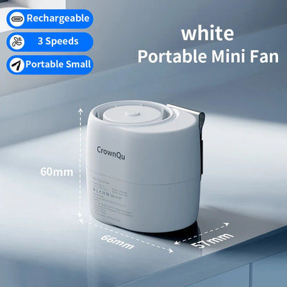 Rechargeable Clip-On Waist Fan with 360° Rotation and 3 Speed Settings