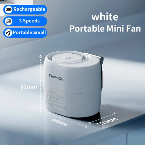 Rechargeable Clip-On Waist Fan with 360° Rotation and 3 Speed Settings