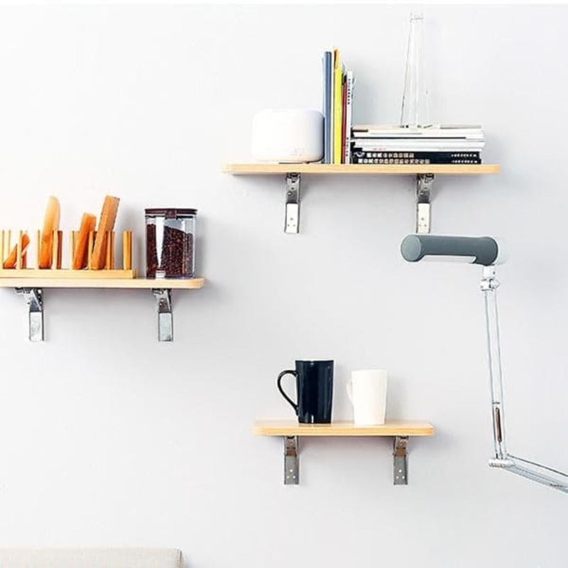 Space-Saving Folding Shelf Bracket for Versatile Use