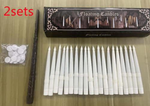 20 Floating LED Taper Candles with Candle Holders and Remote Control