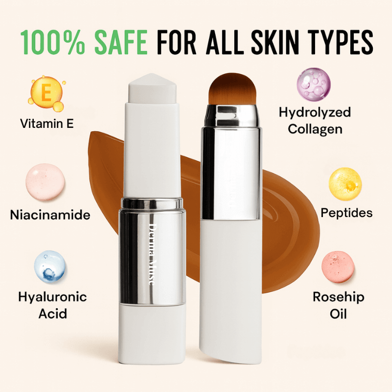 Color-Adjusting Makeup Stick with Built-In Brush | Lightweight Hydration | Infused with Hyaluronic Acid & Niacinamide | 3 Shades
