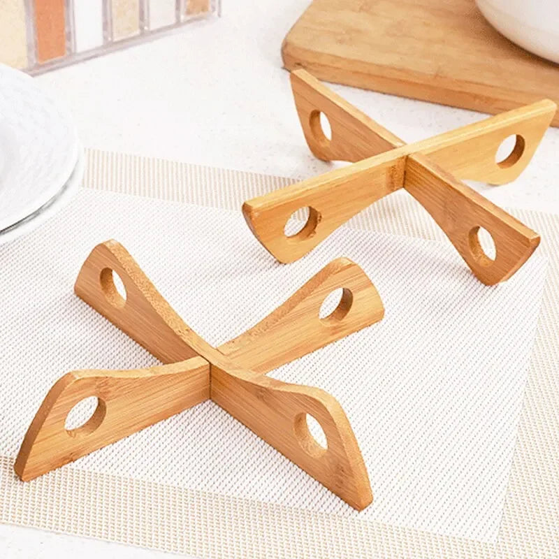 Removable Tray Holder with Bamboo Base | Heat Resistant & Non-Slip | 20×4.1 cm