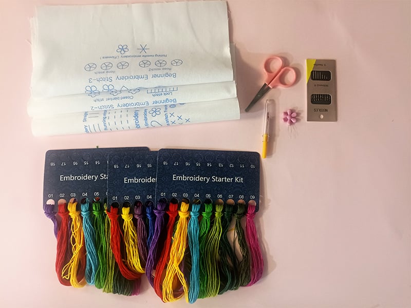 Beginner Embroidery Kit with Washable Patterns | Adjustable Bamboo Frame