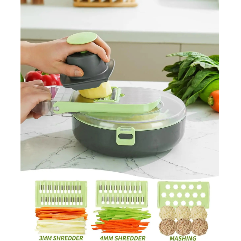 Versatile 9-in-1 Food Prep Slicer and Dicer with Storage