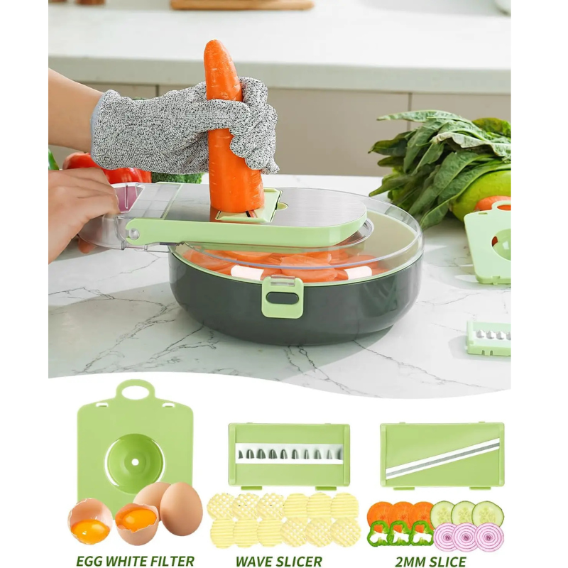 Versatile 9-in-1 Food Prep Slicer and Dicer with Storage