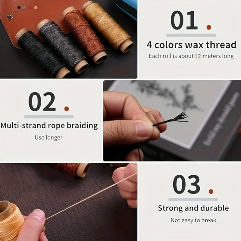 Leather Sewing Kit with Large Needle and Waxed Thread for Repair