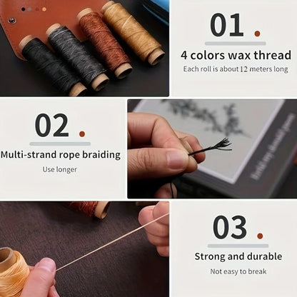 Leather Sewing Kit with Large Needle and Waxed Thread for Repair
