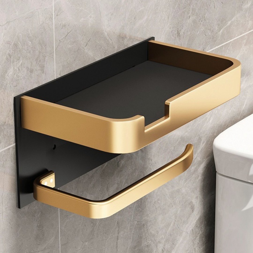 Stylish Wall-Mounted Toilet Paper Dispenser with Shelf