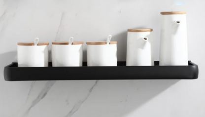 Corner Shelf in Black Aluminum – No-Drill Installation