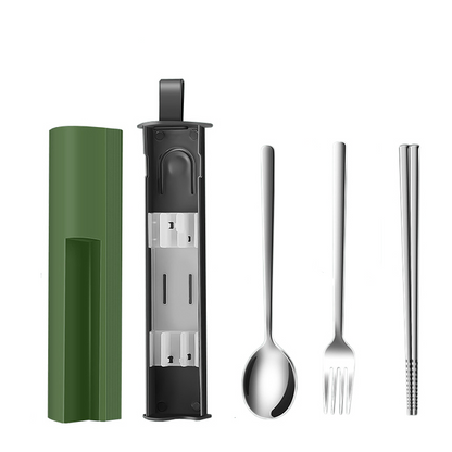 Compact Travel Utensil Set with Carry Case