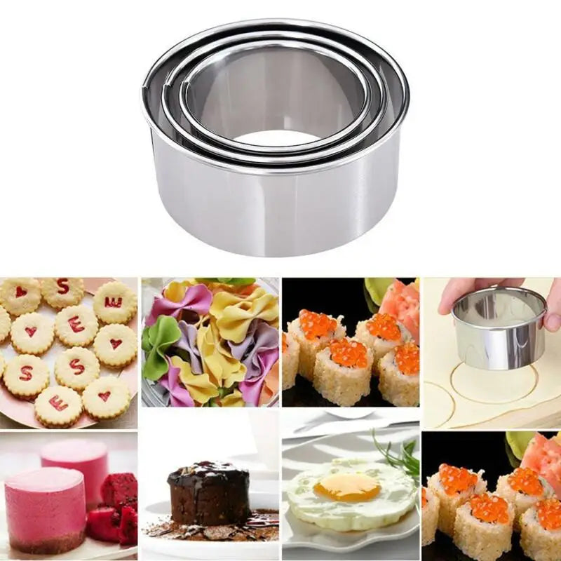Set of 3 Round Cookie Cutters | Stainless Steel | Perfect for Dough and Pastry Shells