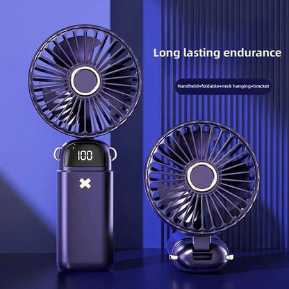 Compact USB Desk Fan with Phone Holder | Mini Handheld Fan | 5 Speed Settings | Quiet Operation