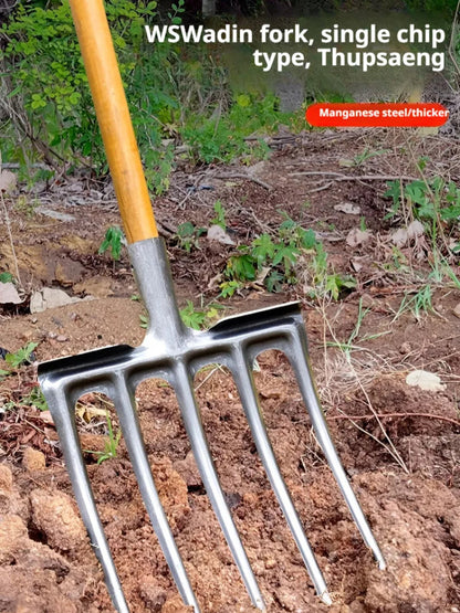 4-Prong Garden Fork | Hand Tool Made of Manganese Steel | Soil Loosening & Weed Removal | Agriculture & Garden Care