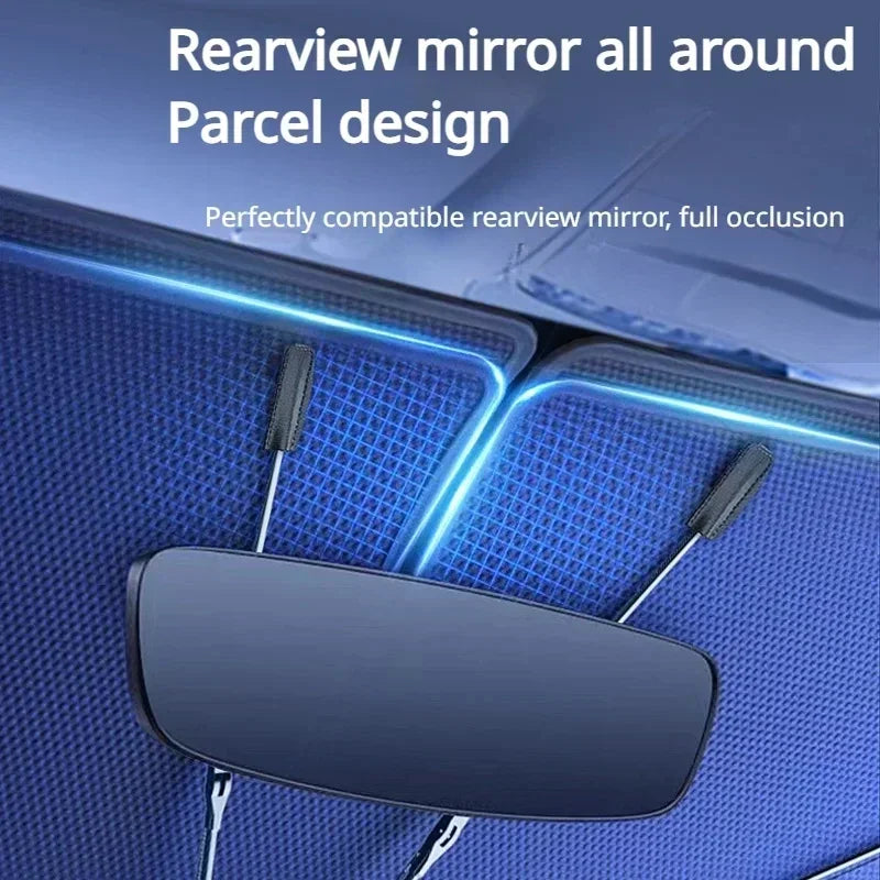 Foldable Car Sunshade with V-Collar | UV and Heat Protection for Windshields