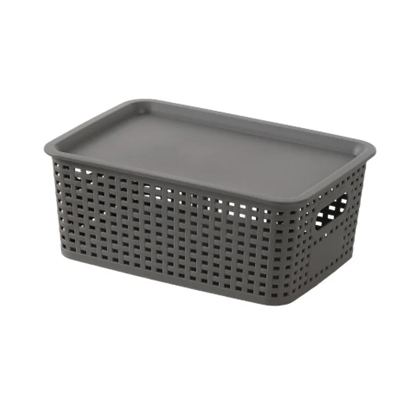 Stackable Plastic Storage Bins with Lid | Contemporary Ventilated Organizers for Office, Bedroom & Kids Room
